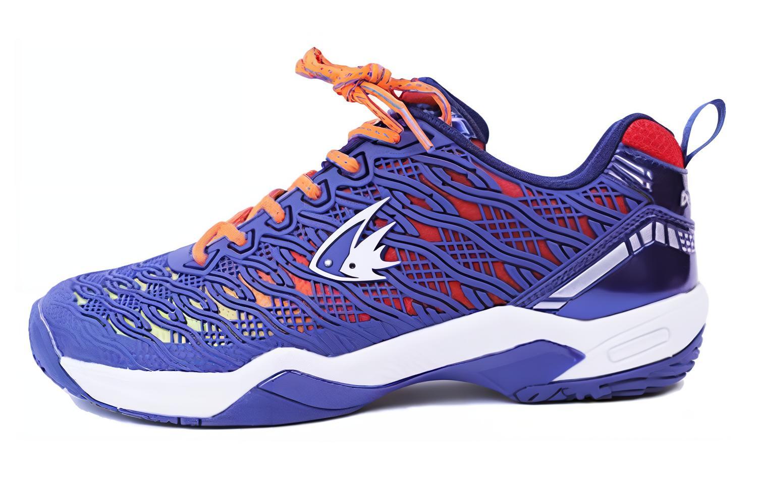 DOUBLEFISH Slip Resistant Abrasion Resistant Low top Badminton Shoes Unisex Blue
