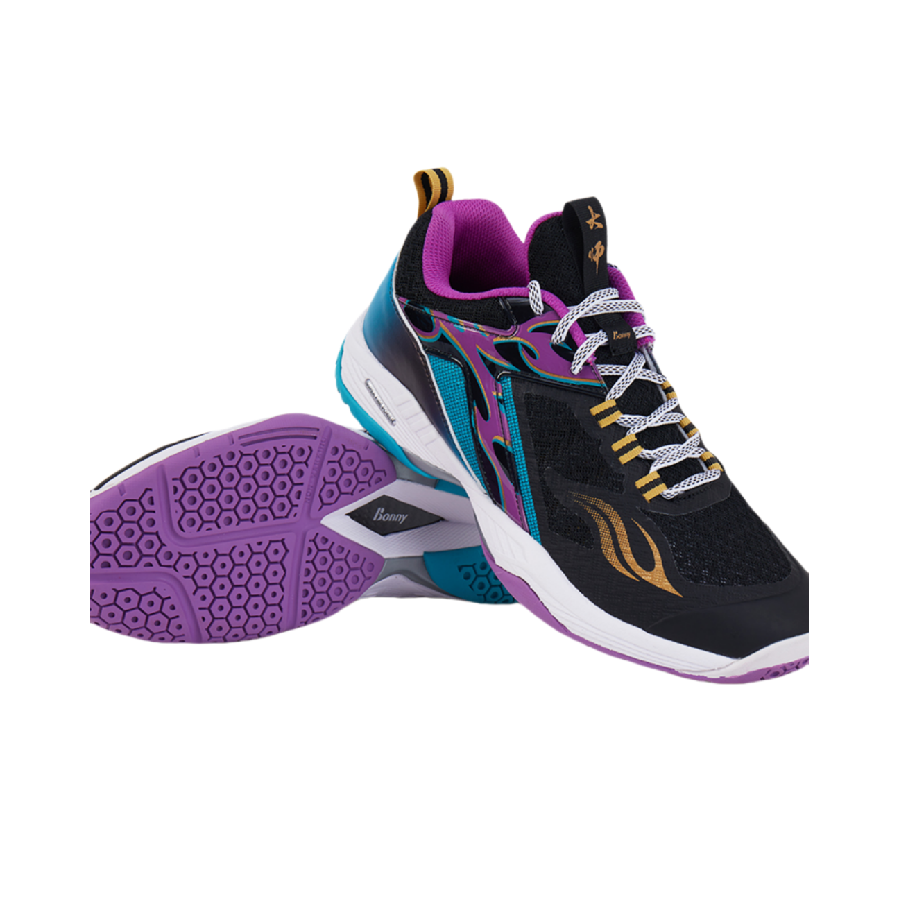 BONNY BM Cushioning Slip Resistant Abrasion Resistant Low top Badminton Shoes Unisex Black Blue