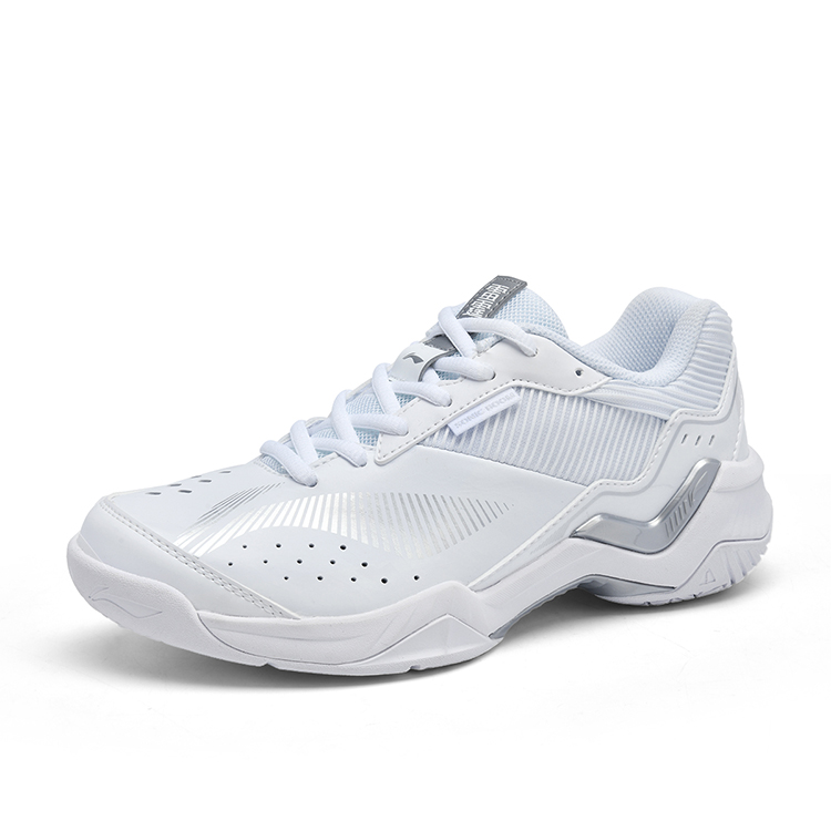 Li Ning Thunder Sonic Boom Cushioning Slip Resistant Breathable Low top Badminton Shoes Unisex White Silver