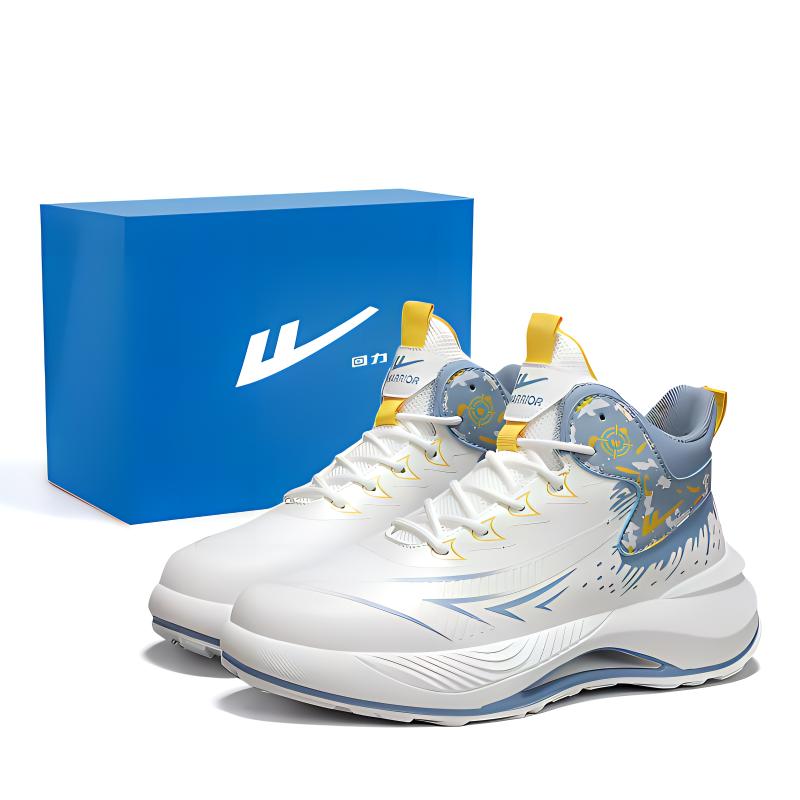 Warrior Cushioning Abrasion Resistant Height Increasing Mid top Basketball Shoes Men’s Gray Black