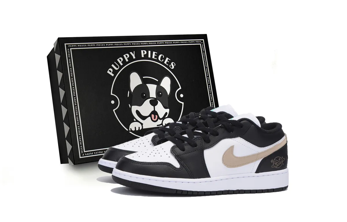 Jordan Air Jordan 1 Slip Resistant Abrasion Resistant Cushioning Low top Vintage Basketball Shoes Men's Black Brown