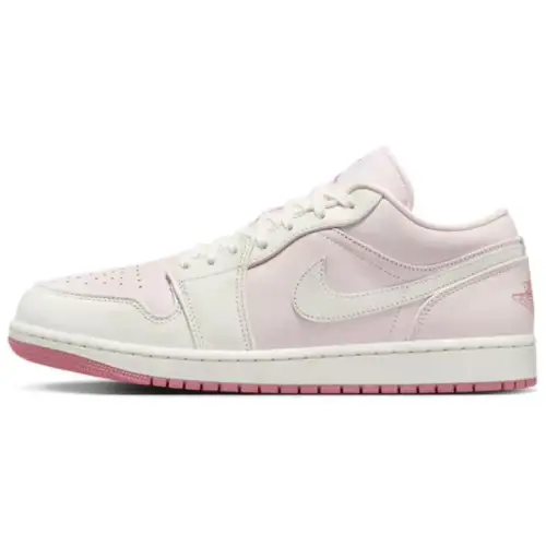 Jordan Air Jordan 1 Slip Resistant Abrasion Resistant Low top Vintage Basketball Shoes Men's White Pink