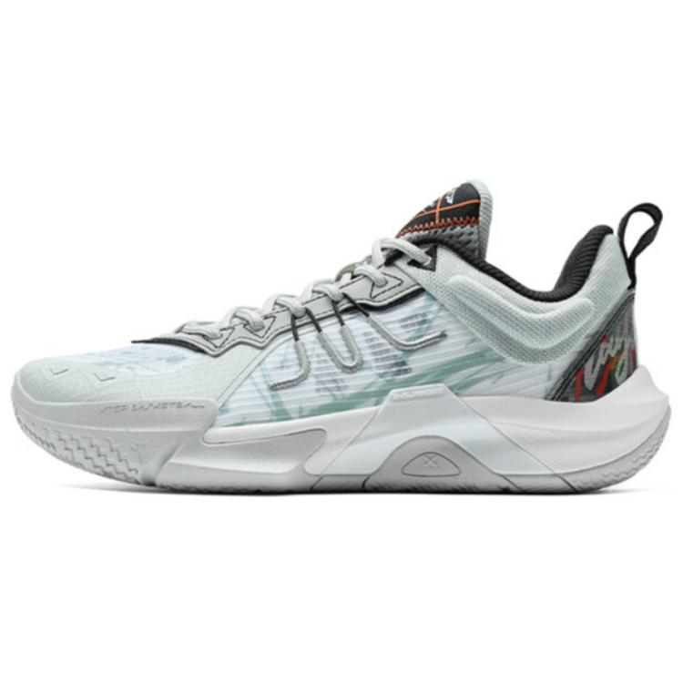 XTEP Slip Resistant, Abrasion Resistant, Breathable Low top Basketball Shoes Men’s Gray Green