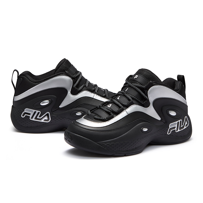 FILA FUSION GH3 Abrasion Resistant Mid top Vintage Basketball Shoes Men’s Black Silver