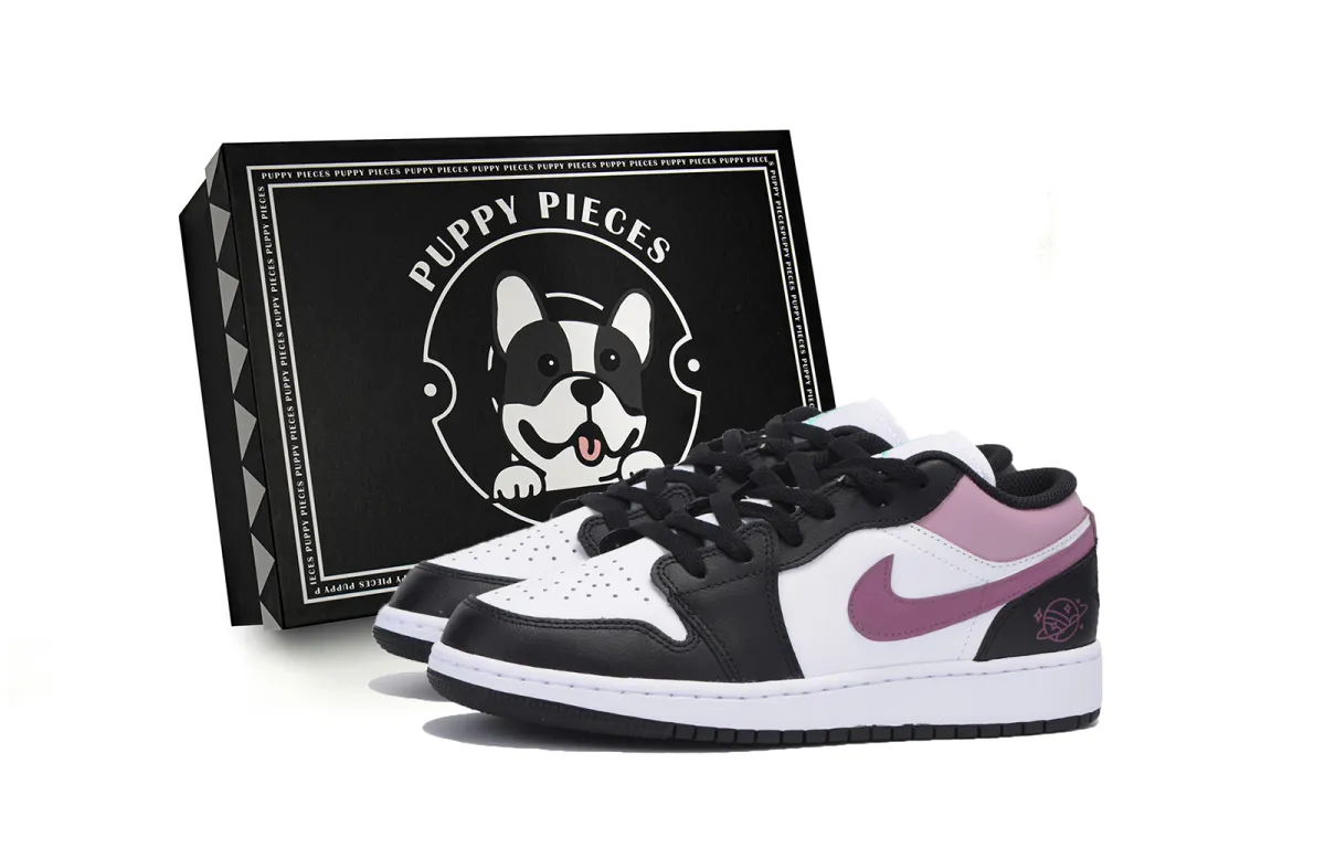 Jordan Air Jordan 1 Abrasion Resistant Low top Vintage Basketball Shoes Men's Black Pink