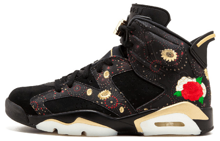 Jordan Air Jordan 6 Retro Chinese New Year (2018) Chinese New Year Fireworks Trend Mid Top Retro Basketball Shoes Men's Black