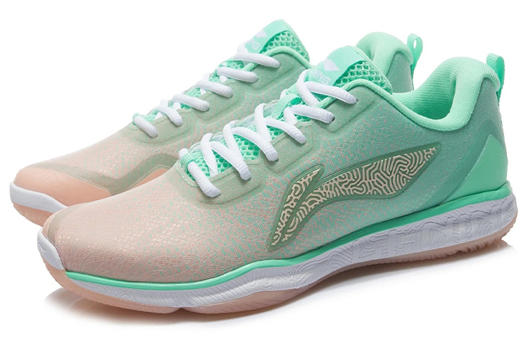 Li Ning Badminton Textile, Synthetic Leather Gradient Slip Resistant Abrasion Resistant Low top Badminton Shoes Women’s