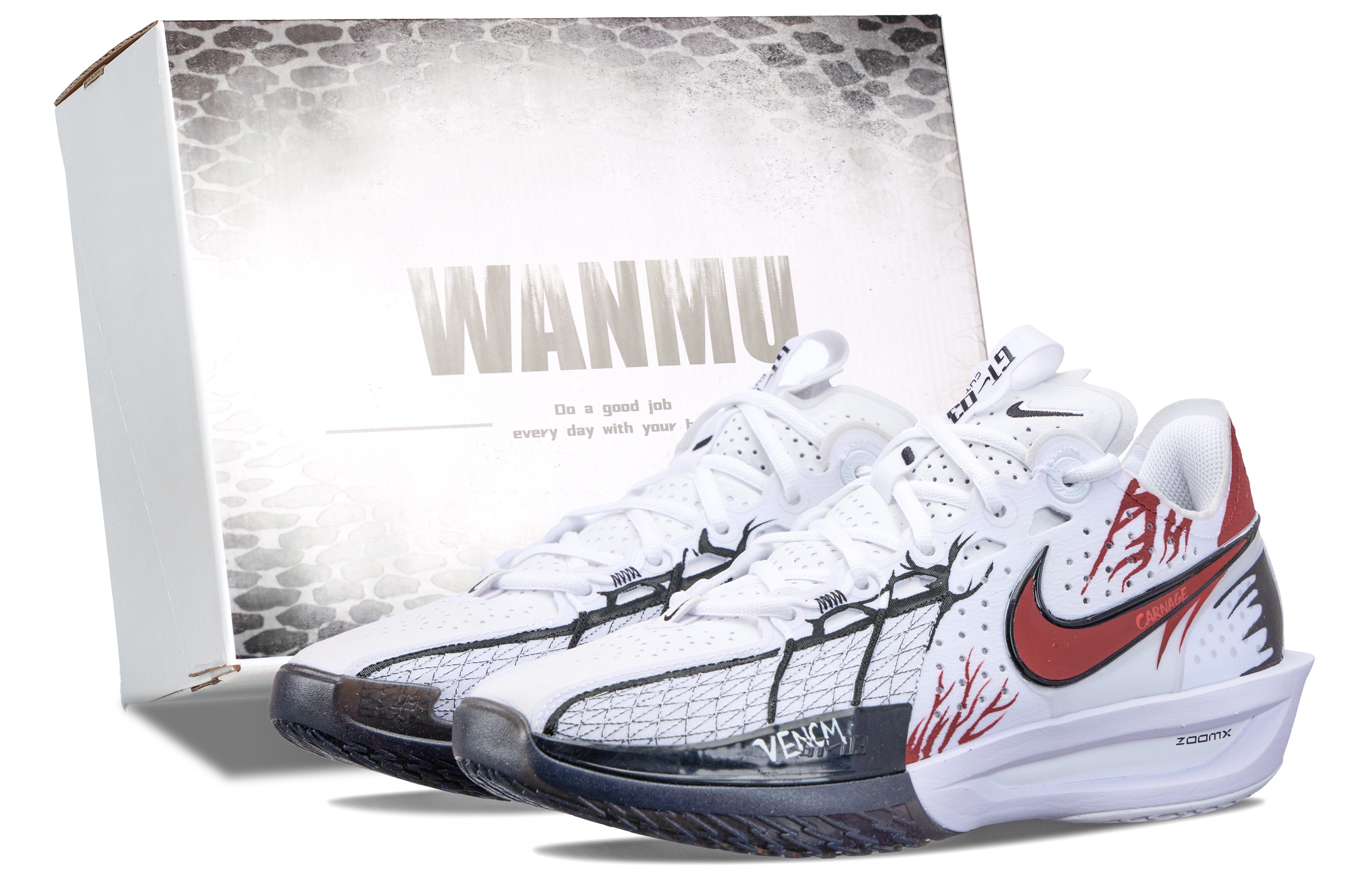 Nike G.T. Cut 3 Symbiotic Community Cushioning Support Rebound Low top Basketball Shoes Unisex Black White Red
