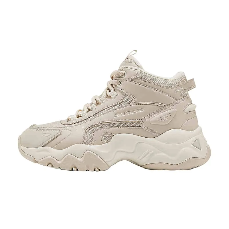 Skechers Fleece Lined Comfortable Abrasion Resistant Thermal Mid top Chunky Sneakers Women's Beige
