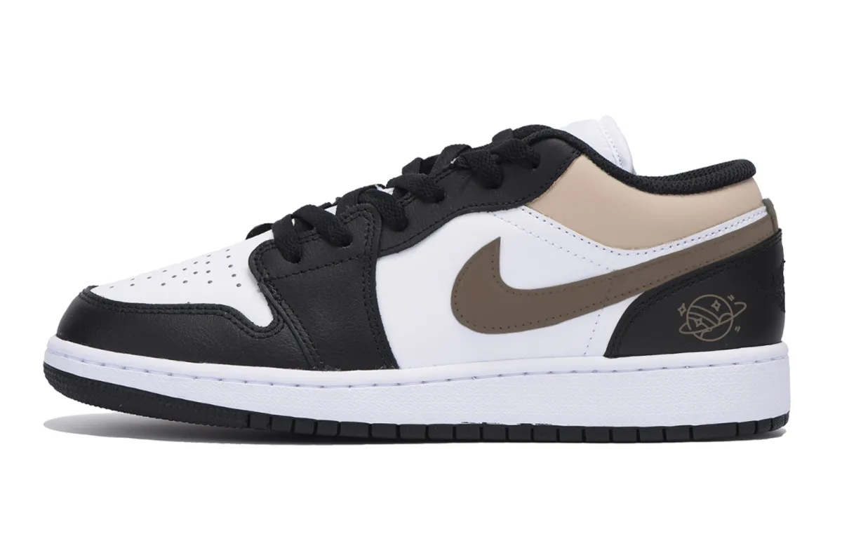 Jordan Air Jordan 1 Abrasion Resistant Slip Resistant Low top Vintage Basketball Shoes Men's Black Brown