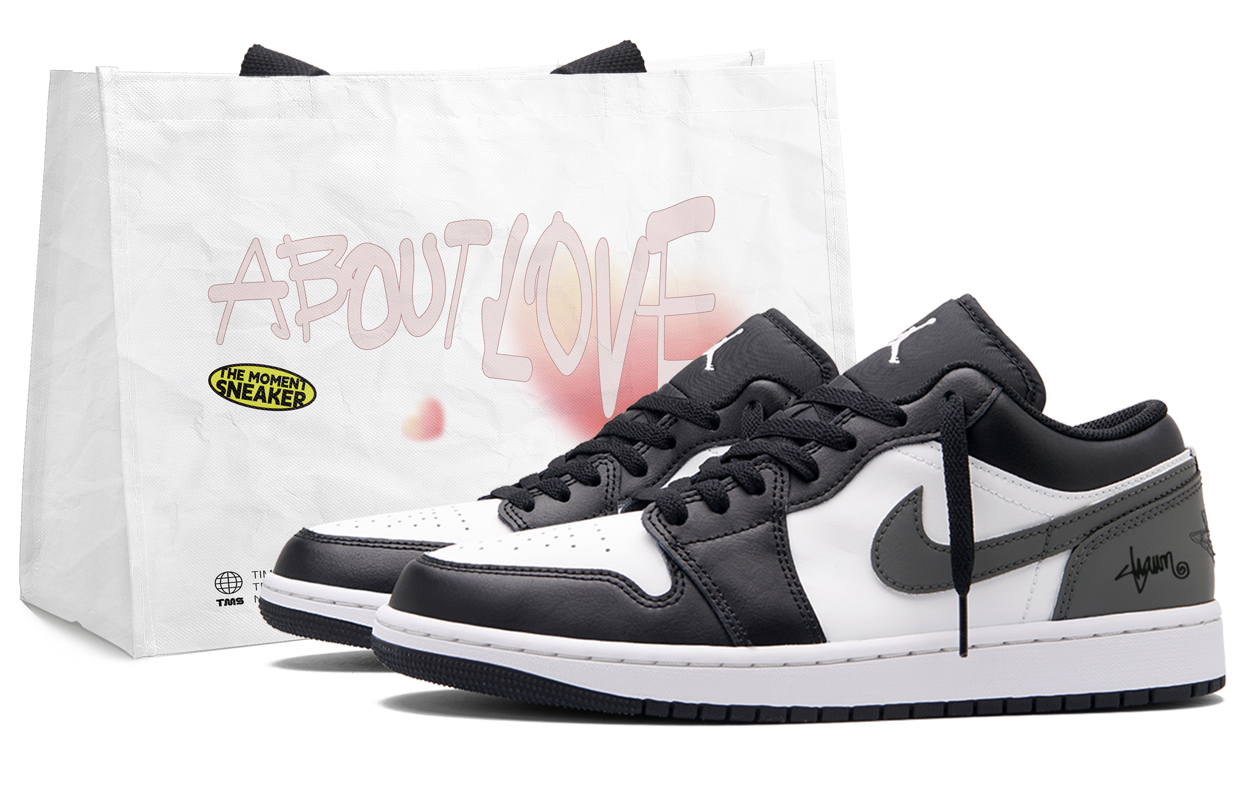 Jordan Air Jordan 1 Gray Black Cement Low top Vintage Basketball Shoes Unisex Black White Gray