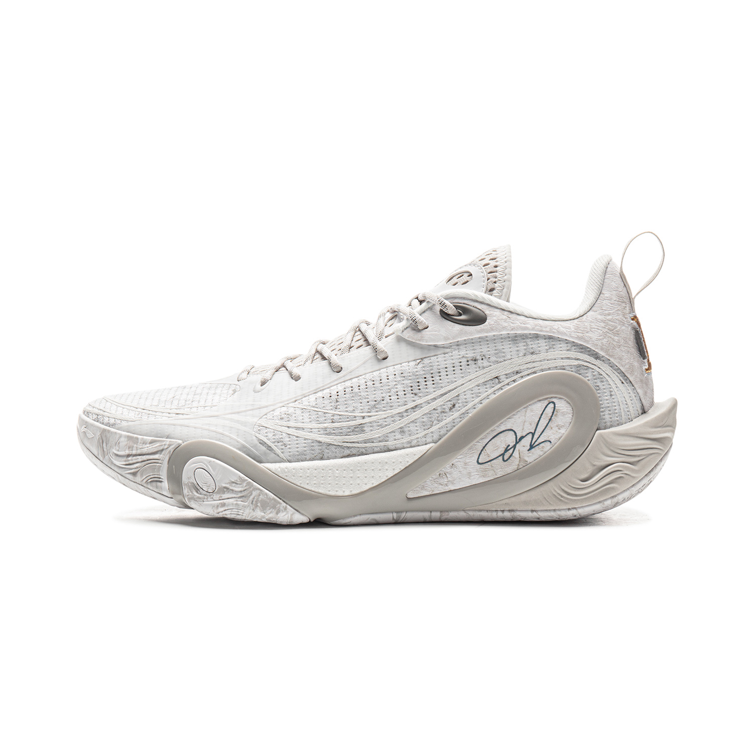 Li Ning DLO1 Cushioning Low top Basketball Shoes Men’s White Gray