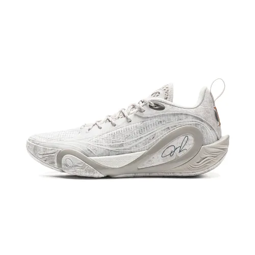 Li Ning DLO1 Cushioning Low top Basketball Shoes Men's White Gray