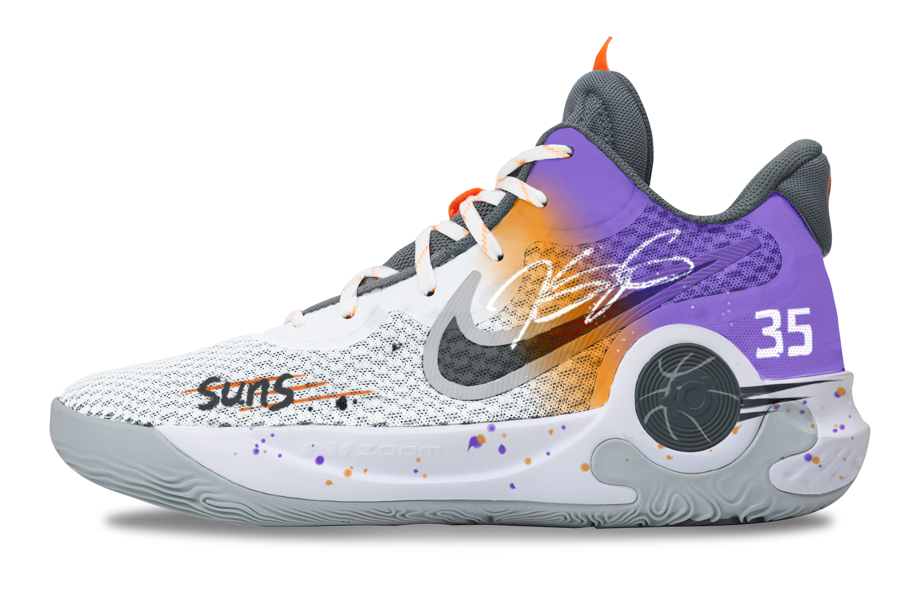 Nike KD Trey 5 IX Basketball Shoes Unisex Mid Top Gray/Orange/Purple/White/Black