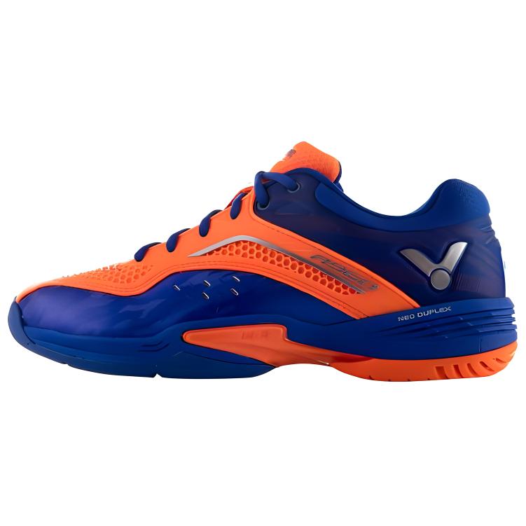 VICTOR Cushioning Abrasion Resistant Breathable Low top Badminton Shoes Unisex Blue Orange