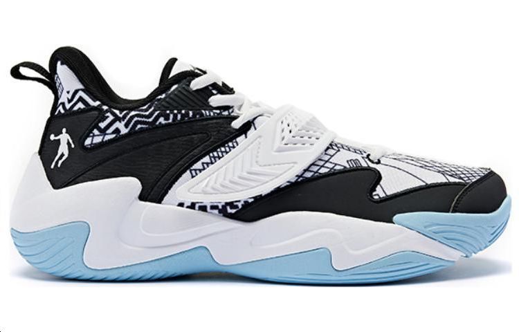 QIAODAN Comfortable Round Toe Cushioning, Wear Resistant Low top Basketball Shoes Men’s White