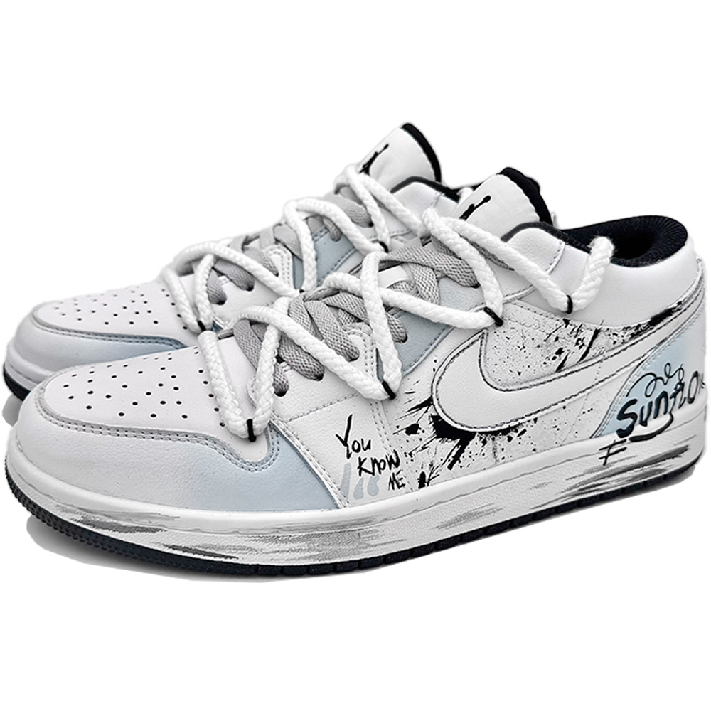 Jordan Air Jordan 1 ‘Wolf Grey’ Mercury Record Low top Vintage Basketball Shoes Unisex White Blue