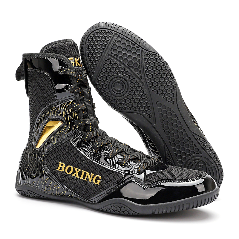 SAIKELONG Professional Boxing Shoes Microfiber Leather Breathable, Slip Resistant, And Abrasion Resistant High top