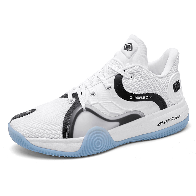 IVERSON Slip Resistant, Abrasion Resistant, Breathable Low Top Basketball Shoes Unisex White