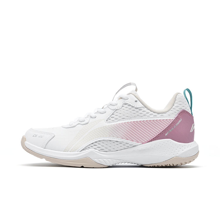 Li Ning Badminton Shoes Unisex Low Top Standard White/Turquoise Pink