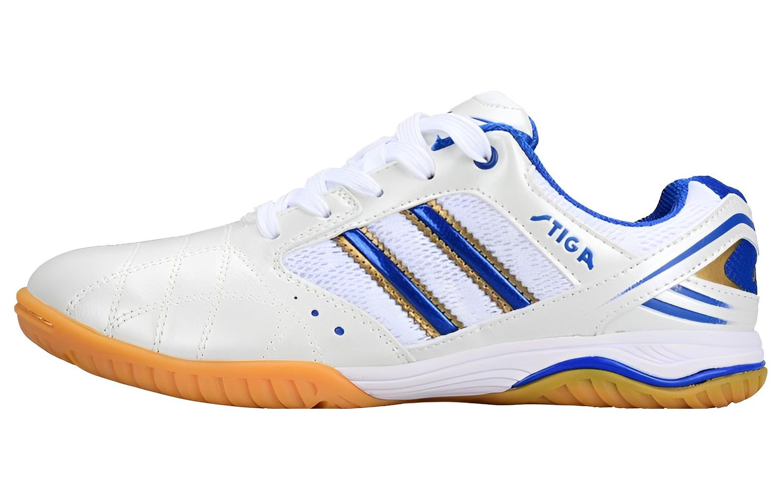 Stiga Slip Resistant Abrasion Resistant Low top Table Tennis Shoes Unisex White Blue