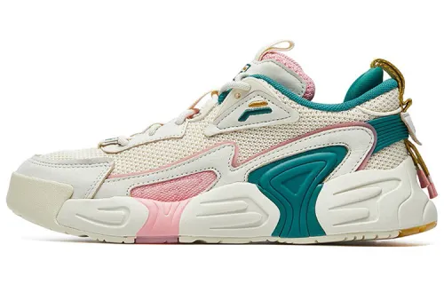 FILA Swarm Swirl Swarm Fabric Low top Vintage Basketball Shoes Women's Beige Pink
