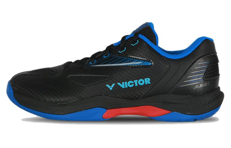 VICTOR Cushioning Slip Resistant Low top Badminton Shoes Unisex Black Blue