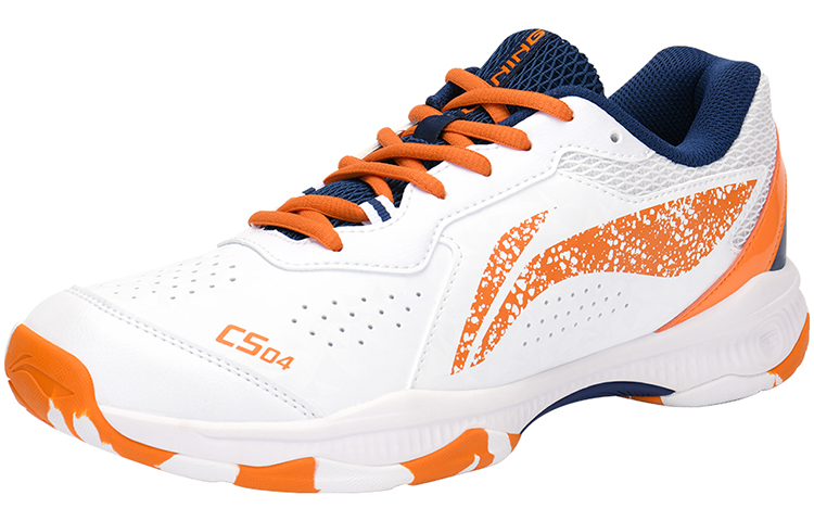 Li Ning Slip Resistant, Abrasion Resistant, Breathable, Lightweight Low top Badminton Shoes Unisex White Ice Orange