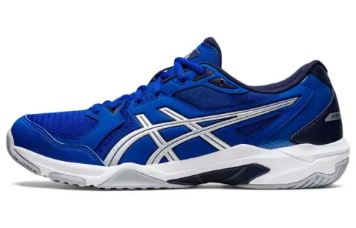 Asics Gel-Rocket 10 low-top volleyball shoes blue and white