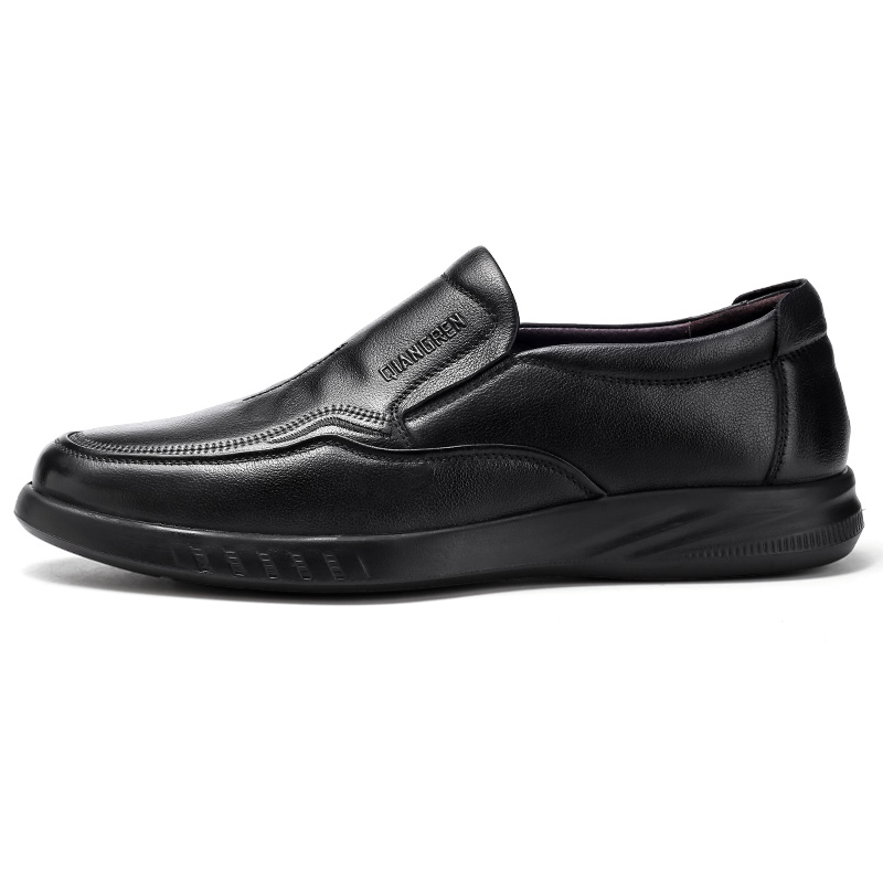 Qiangren 3515 genuine leather warm business slip-on soft sole low-top casual leather shoes for men