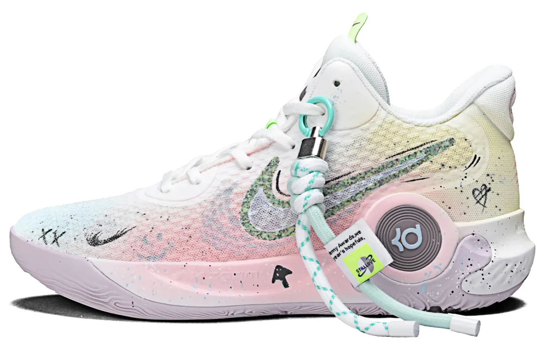 Nike KD Trey 5 IX Vintage Basketball Shoes Unisex Mid Top Blue/Pink/Yellow