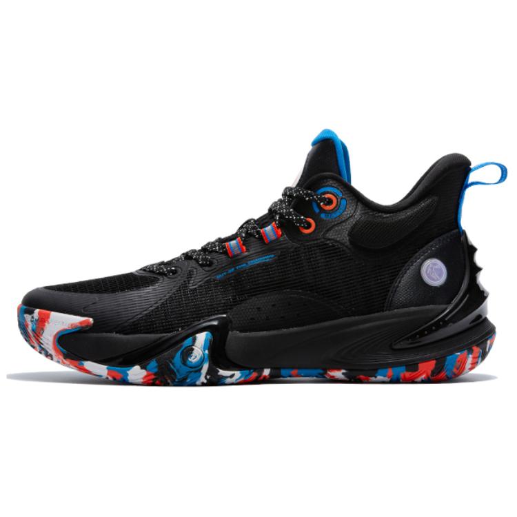 QIAODAN Cushioning Slip Resistant Abrasion Resistant High top Basketball Shoes Men’s Black Orange