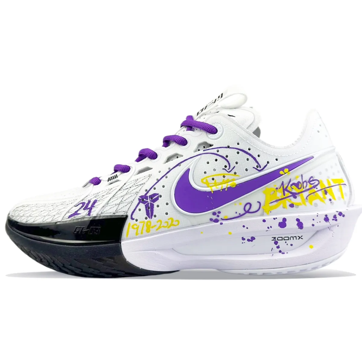 Nike G.T. Cut 3 Slip Resistant Slip Resistant Low top Basketball Shoes Unisex Purple Yellow Asian Version