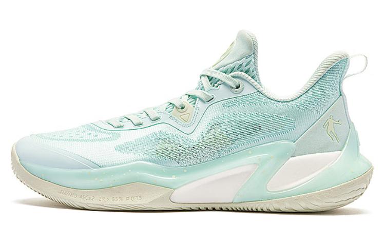 QIAODAN Wind Blade 4 Cushioning Abrasion Resistant Support Low top Basketball Shoes Men’s Green Beige