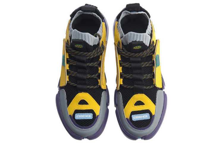 Li Ning Slip Resistant, Abrasion Resistant, Breathable Mid top Vintage Basketball Shoes Women’s Black Gray Yellow