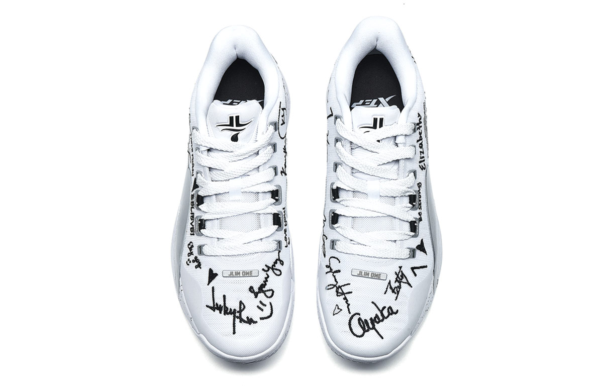 XTEP Lin Generation Fabric Cushioning, Wear Resistant Low top Performance Basketball Shoes Men’s White Black