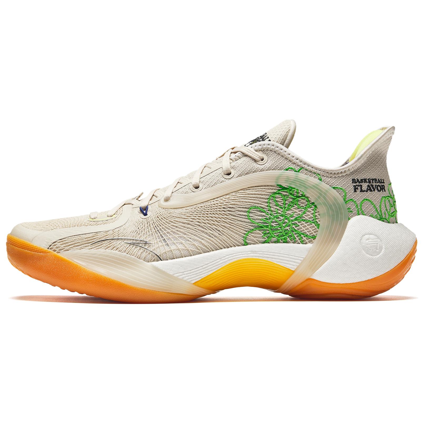Anta 3 Point Rain 2 Cushioning Slip Resistant Low top Basketball Shoes Men's Beige Orange Green