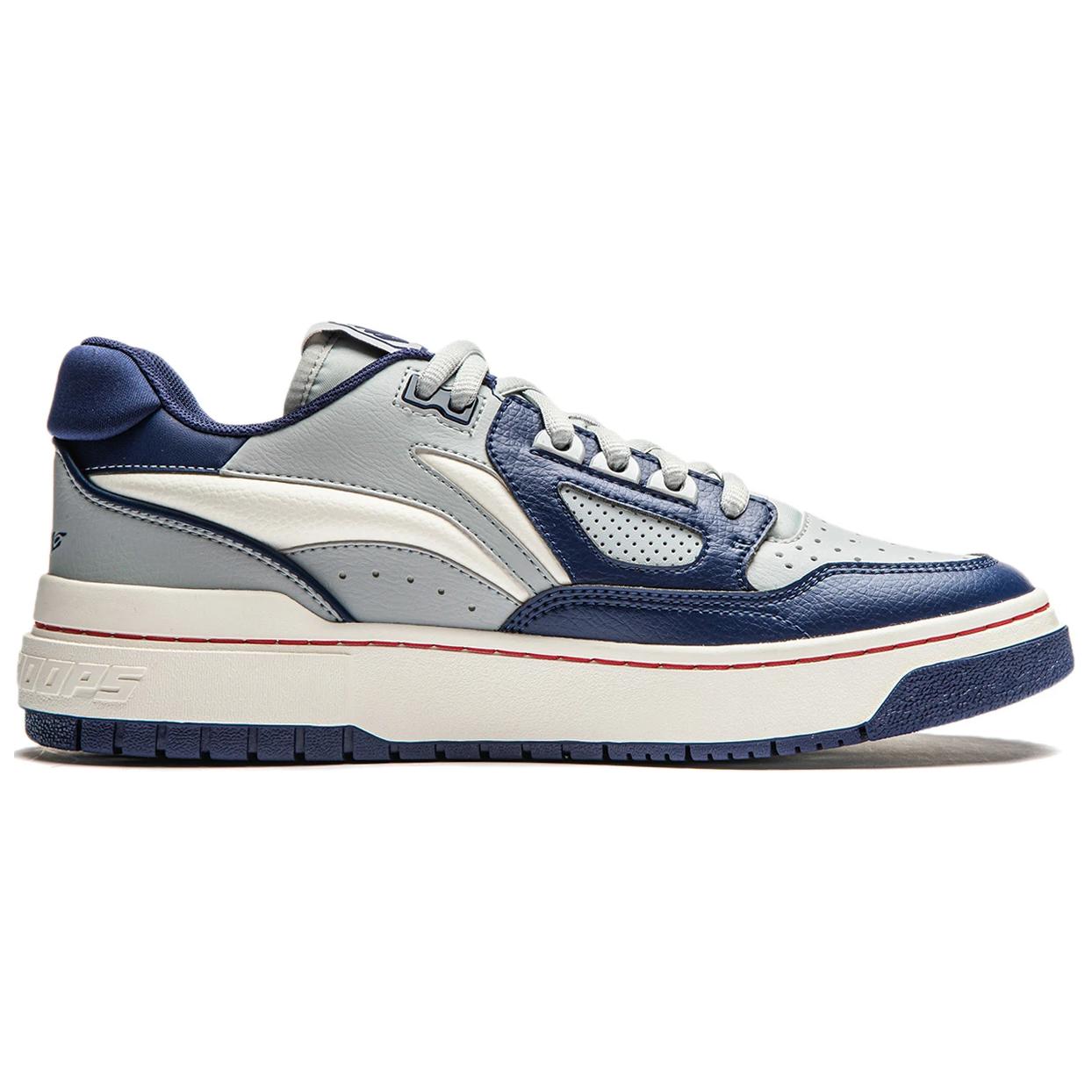 Li Ning Slip Resistant Abrasion Resistant Low top Basketball Shoes Unisex Gray Blue White