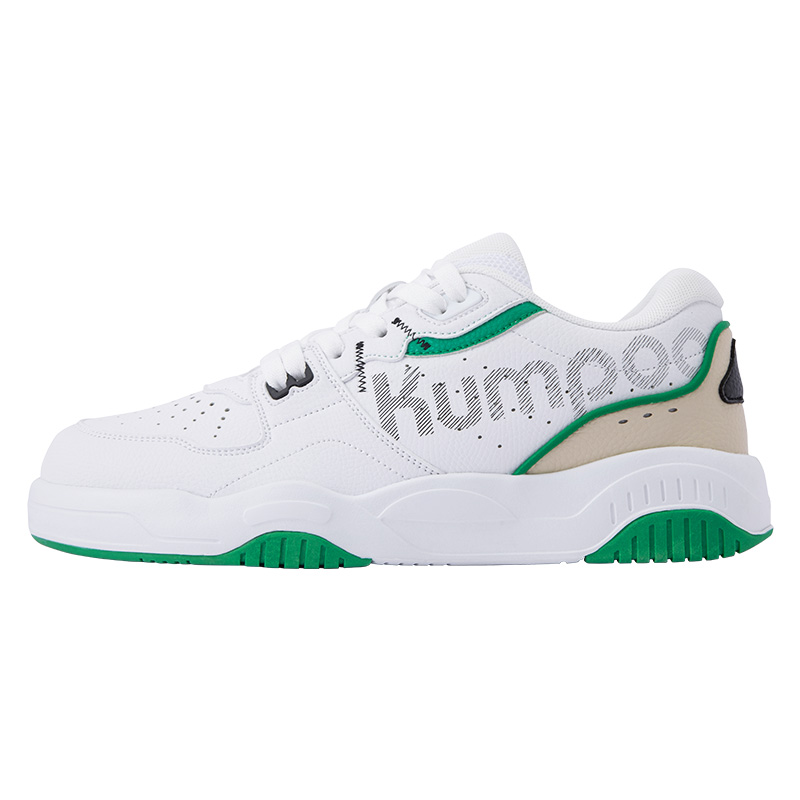 KUMPOO Abrasion Resistant Breathable Support Lightweight Rebound Low top Badminton Shoes Unisex White Green