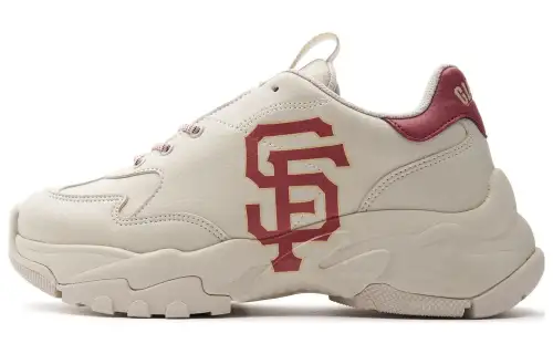 MLB Big Ball Chunky Cushioning, Wear Resistant Low top Chunky Sneakers Women's White Red