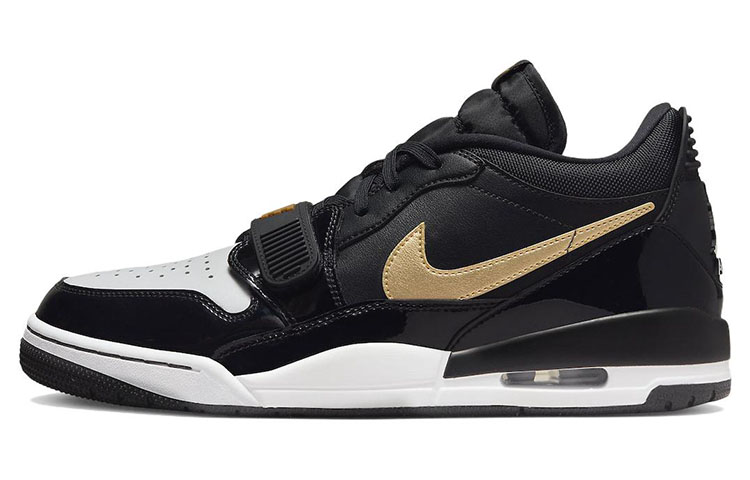 Jordan Legacy 312 low leather, simple and comfortable, shock-absorbing, non-slip and wear-resistant, low-top retro basketball shoes, men's black gold