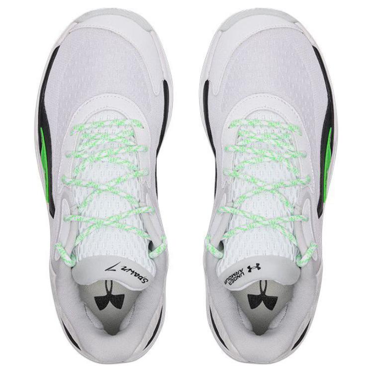 Under Armour Slip Resistant Abrasion Resistant Mid top Basketball Shoes Unisex White Black Green
