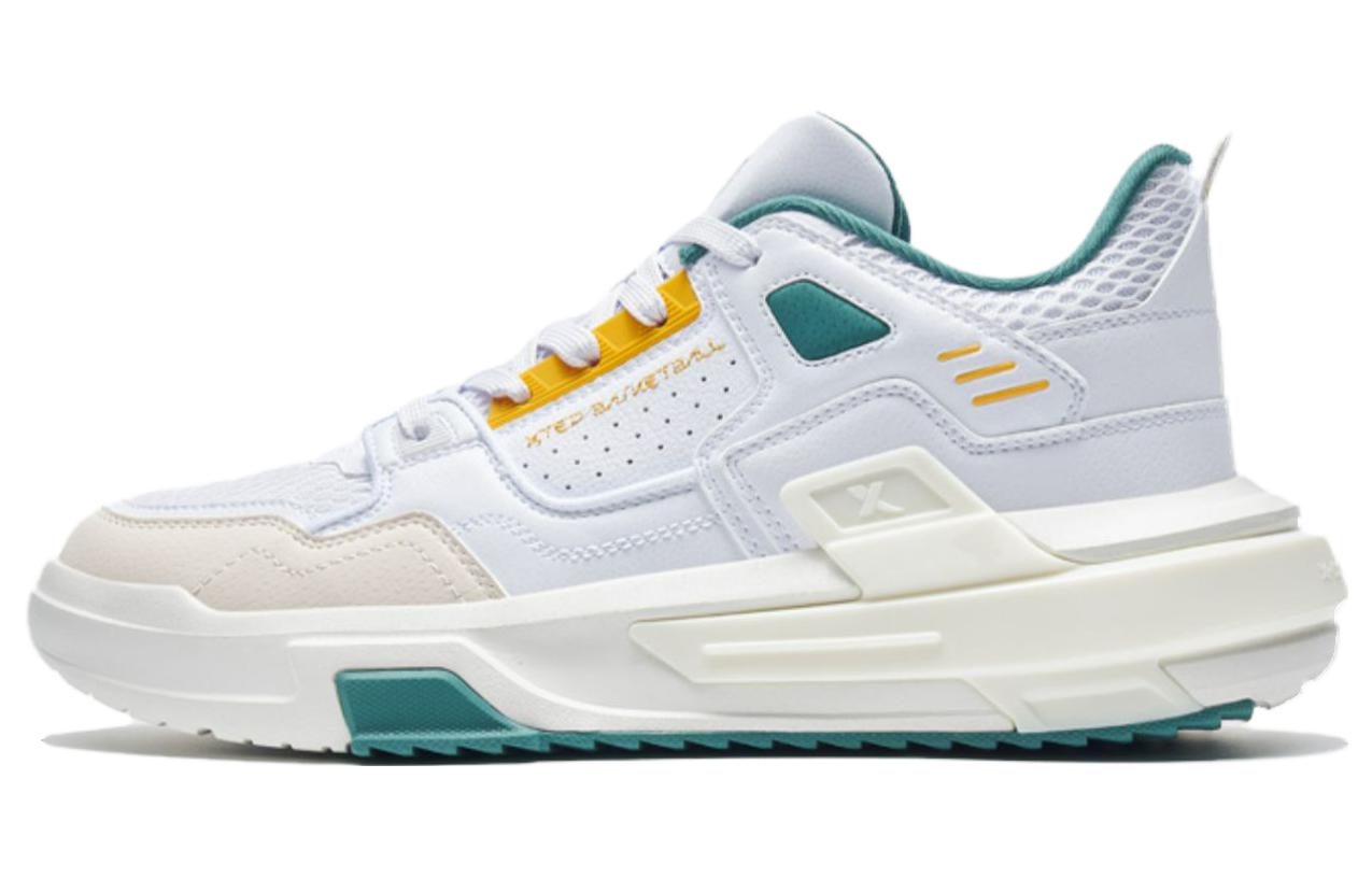 XTEP Domination Slip Resistant Abrasion Resistant Low top Basketball Shoes Men’s White Yellow Green