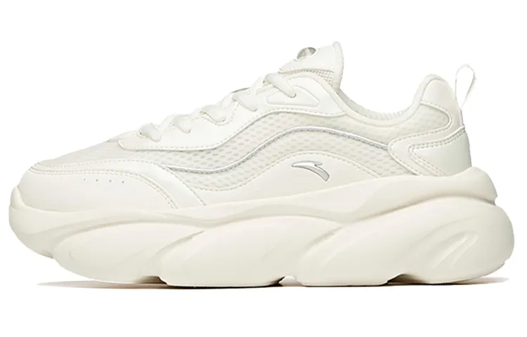 Anta Claw Meow Shoes Cushioning Slip Resistant Abrasion Resistant Breathable Low top Chunky Sneakers Women's White