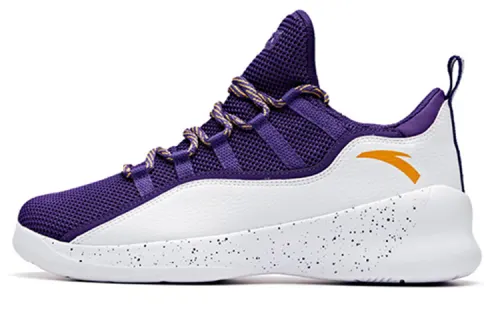 Anta Basketball Collection Cushioning Abrasion Resistant Low top Basketball Shoes Men's White Purple