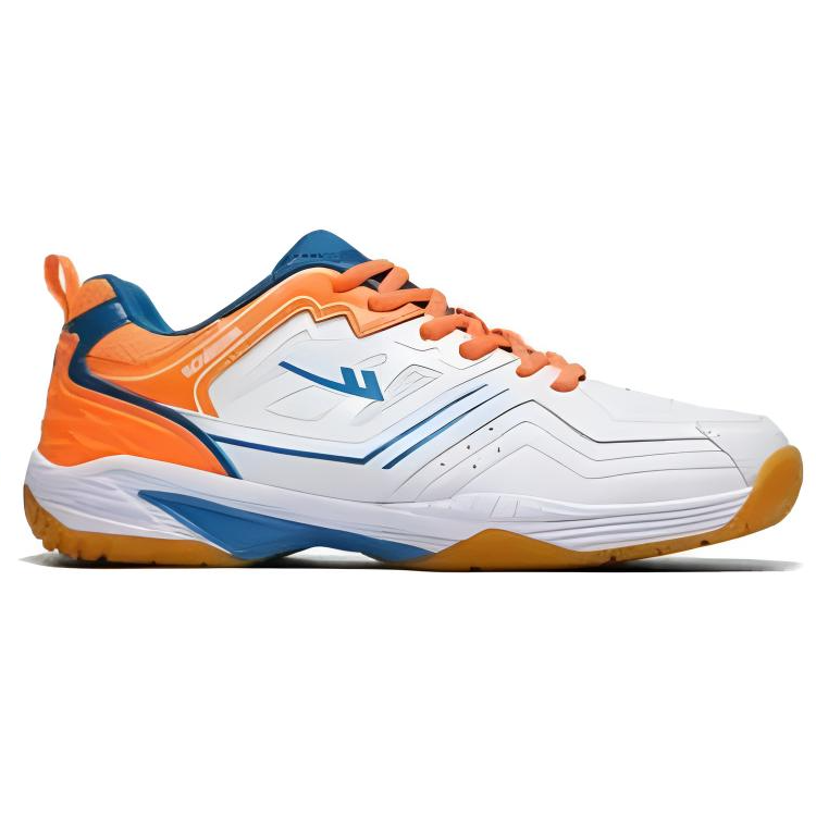 Warrior Cushioning Abrasion Resistant Cushioning, Wear Resistant Low top Badminton Shoes Unisex White Orange