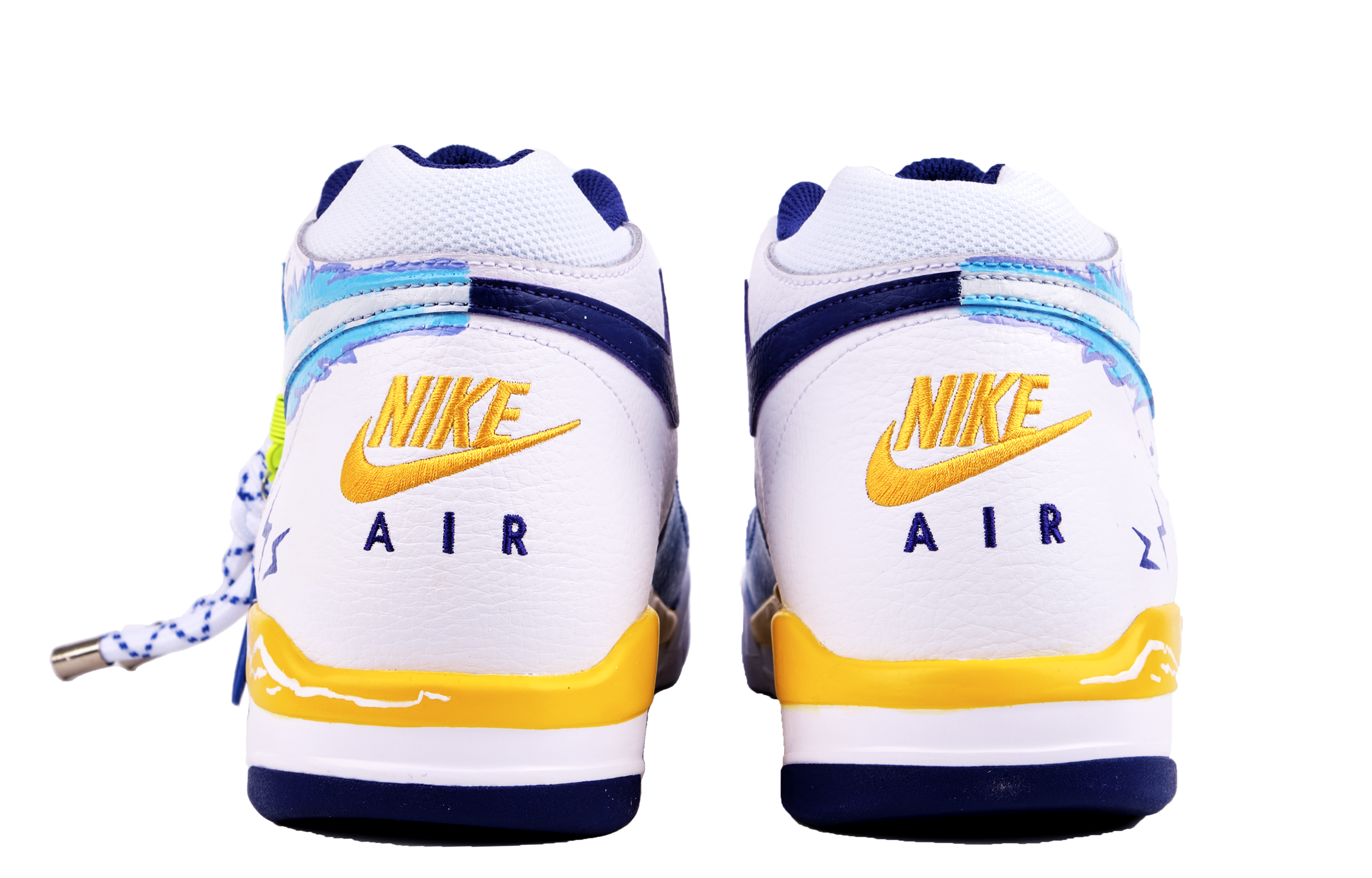 Nike Flight Legacy Slip Resistant Abrasion Resistant Mid top Vintage Basketball Shoes Men’s White Blue