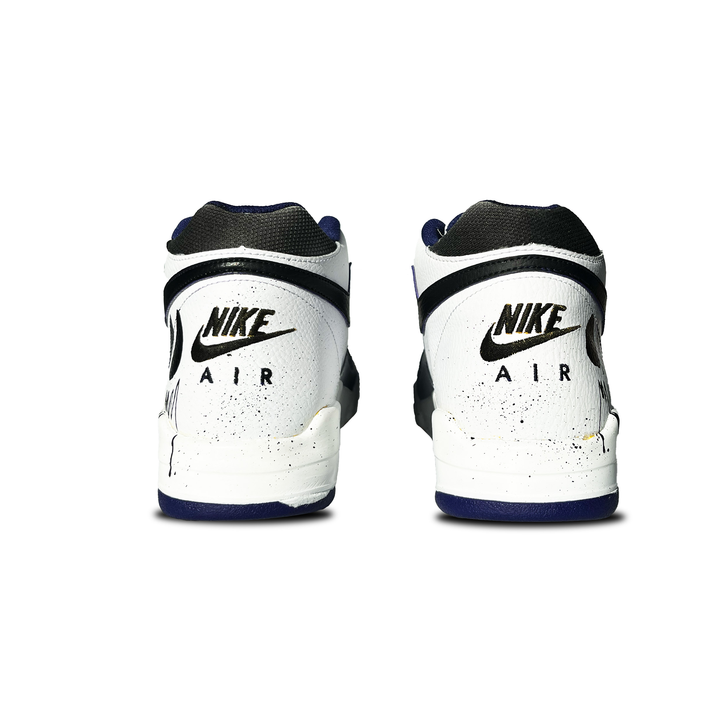 Nike Flight Legacy Cushioning Slip Resistant Abrasion Resistant Mid top Vintage Basketball Shoes Men’s Black White