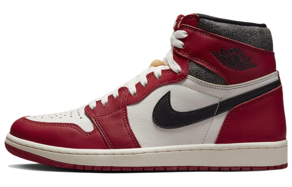 Jordan Air Jordan 1 High OG \"Lost & Found\" Leather Aged Oxidation Trendy Retro Wear-Resistant High Top Basketball Shoes Unisex White Red Chicago 2022 Reissue