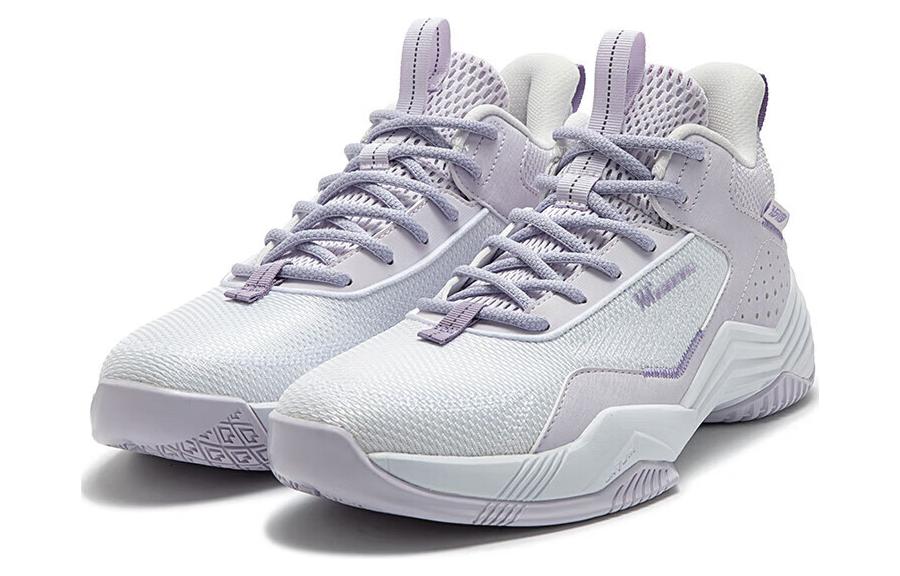 361° Cushioning, Wear Resistant Low top Basketball Shoes Men’s White Purple